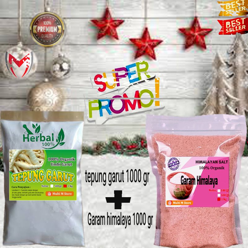 

PAKET 1 Kg Tepung Garut Super | 1 Kg Garam Himalaya lmpor