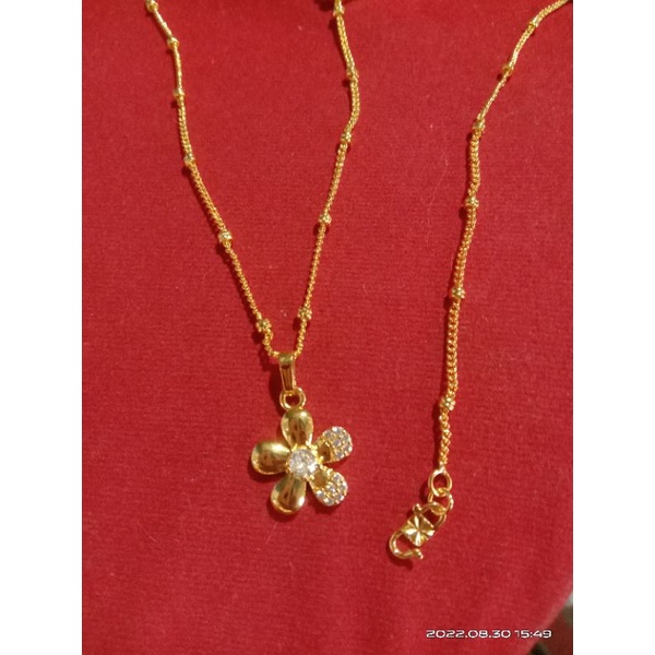 kalung bambu pasir cc zicron lapis emas 24k