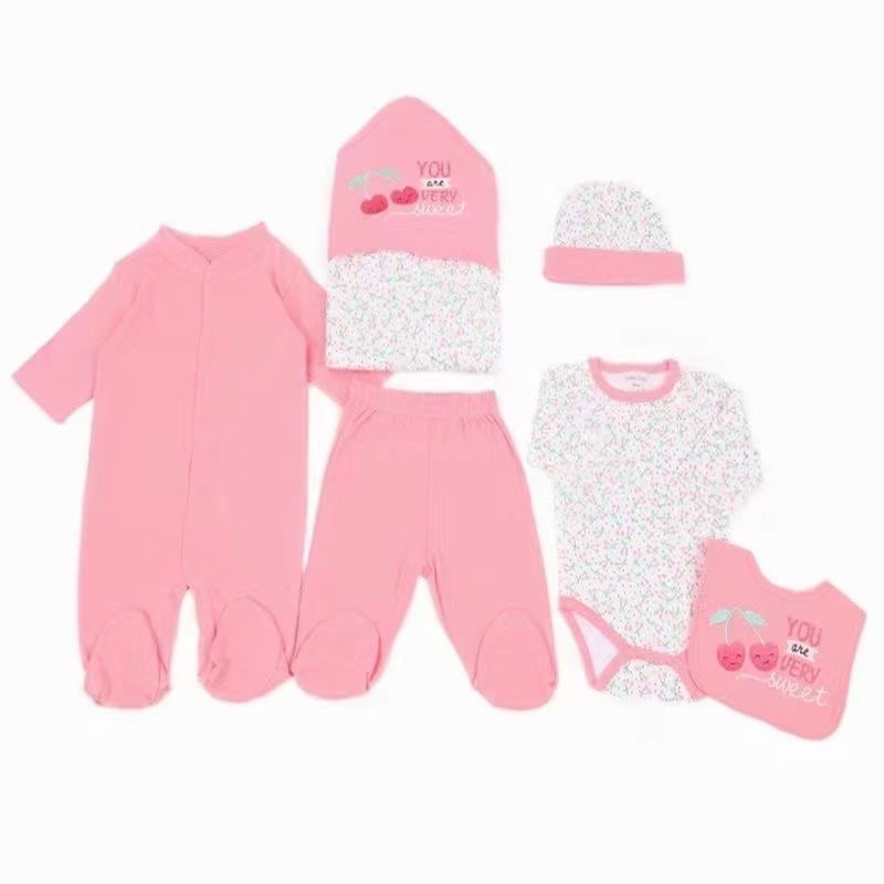 BABY K2 - Blanket hoodie + bodyset total 6 pcs motif cherry