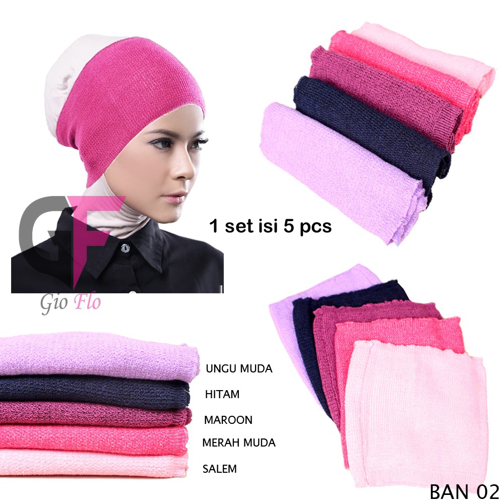 GIOFLO Bandana Rajut Aksesosoris Muslimah 2 Warna Isi 5 Pcs Rajut / BAN 02