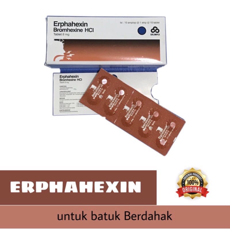 Erphahexin Bromhexin HCL Untuk Batuk Berdahak -  1 Box 100 Tablet