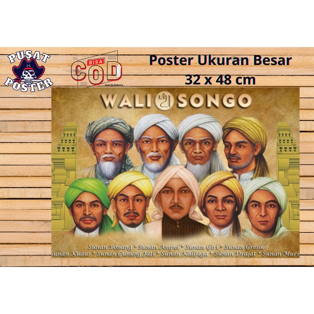 POSTER WALI SONGO - FOTO WALI SONGO - POSTER DINDING - PAJANGAN DINDING - HIASAN DINDING