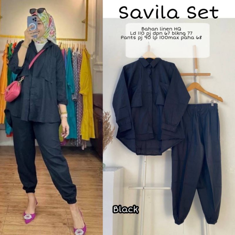 savila set linen wanita