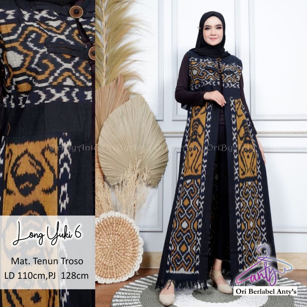 Long Yuki Motif Etnik-Long Cardi