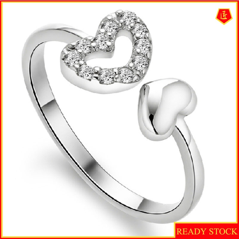 [Ready Stock]Women's Silver Double Love Ring Simple Fashion