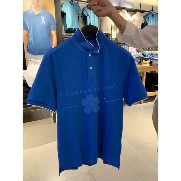 Giordano Polo Shirt Man Lycra Signature Nebulas Blue New Sale
