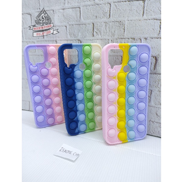 SILICONE CASE POP IT REALME 6 PRO - CASE PENGHILANG STRESS PUSH IT BUBBLE CASE RAINBOW