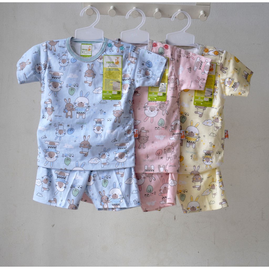  Velvet  Junior  Setelan Baju Tidur Piyama Bayi Anak Kaos  