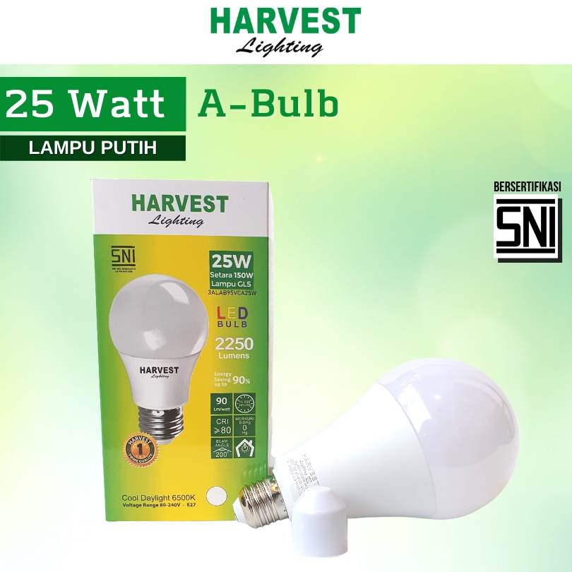 25W HARVEST LIGHTING Lampu Bohlam LED A Bulb  25 Watt Lampu Hemat Energi Original Bersertifikasi SNI dan Bergaransi