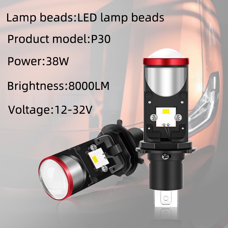 Lampu Bohlam LED H4 high power high &amp; low Dengan Lensa Untuk Mobil / Motor