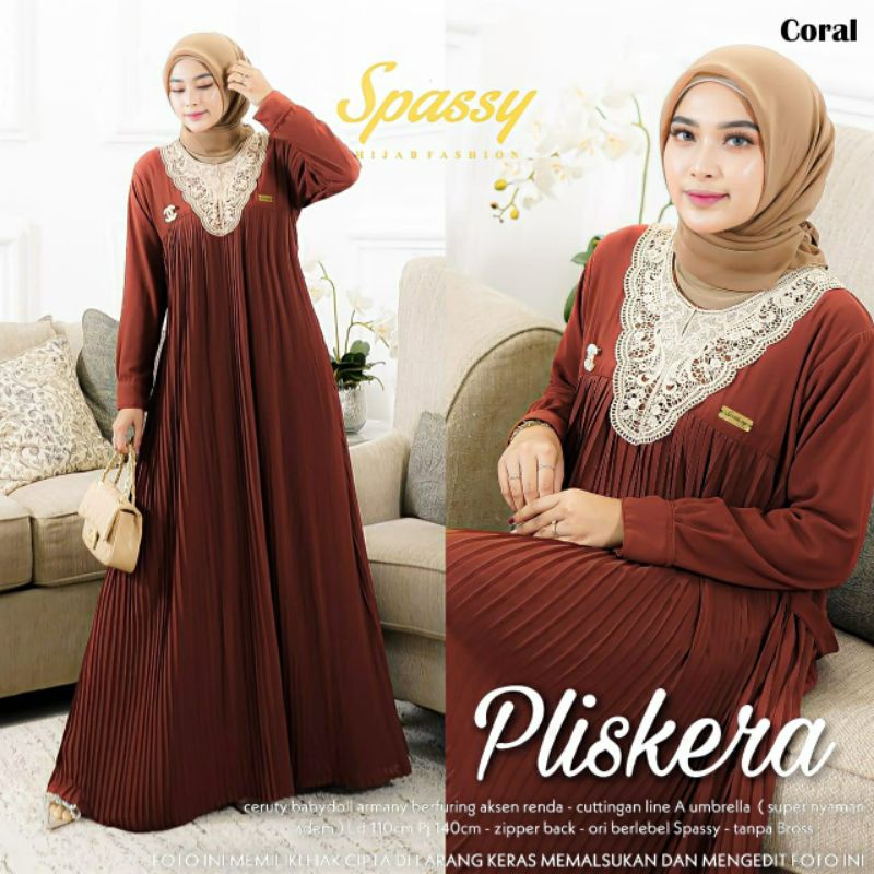 Pliskera maxy gamis ceruty plisket renda gamis premium