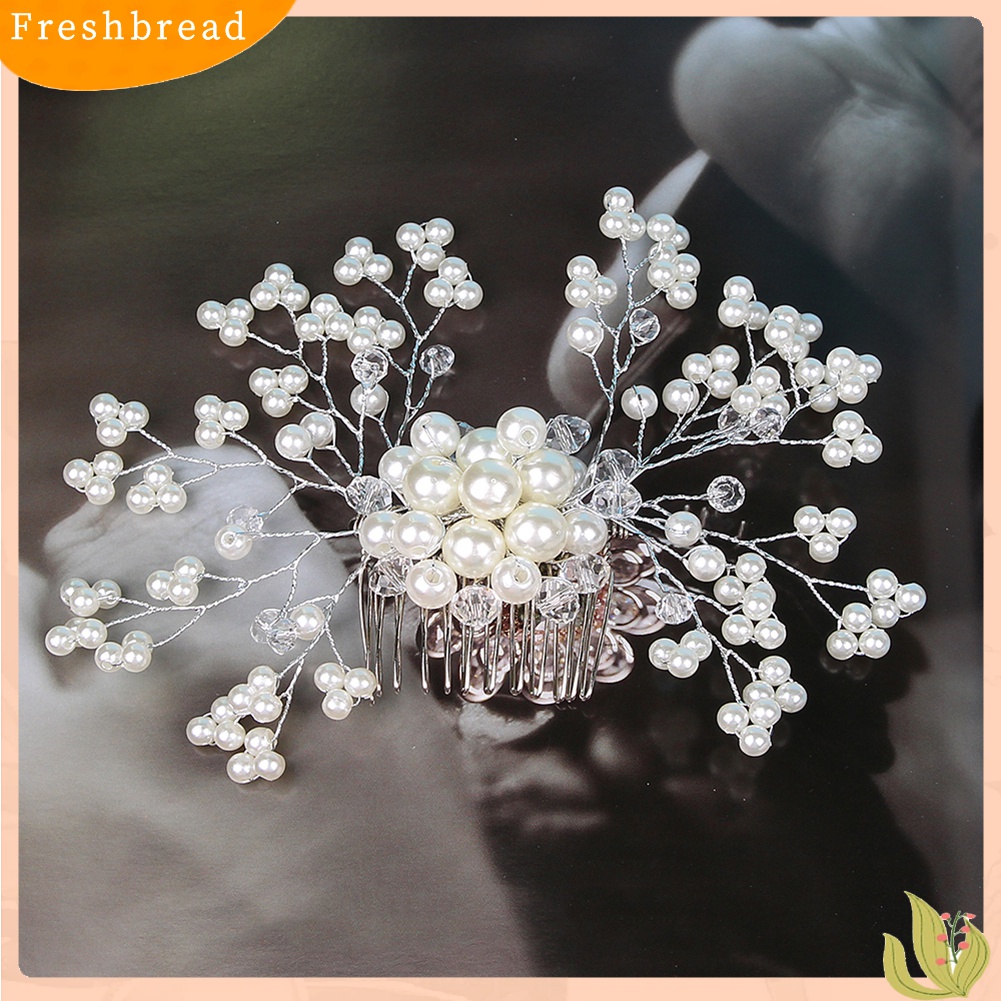 【Fresh】Wedding Party Bridal Elegant Headwear Women Floral Faux Pearl Hairpin Hair Comb