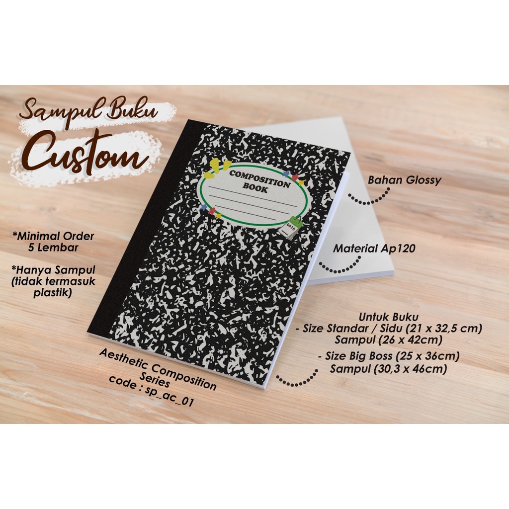 

Sampul Buku Custom Desain Aesthetic Composition Book / Bahan Glossy