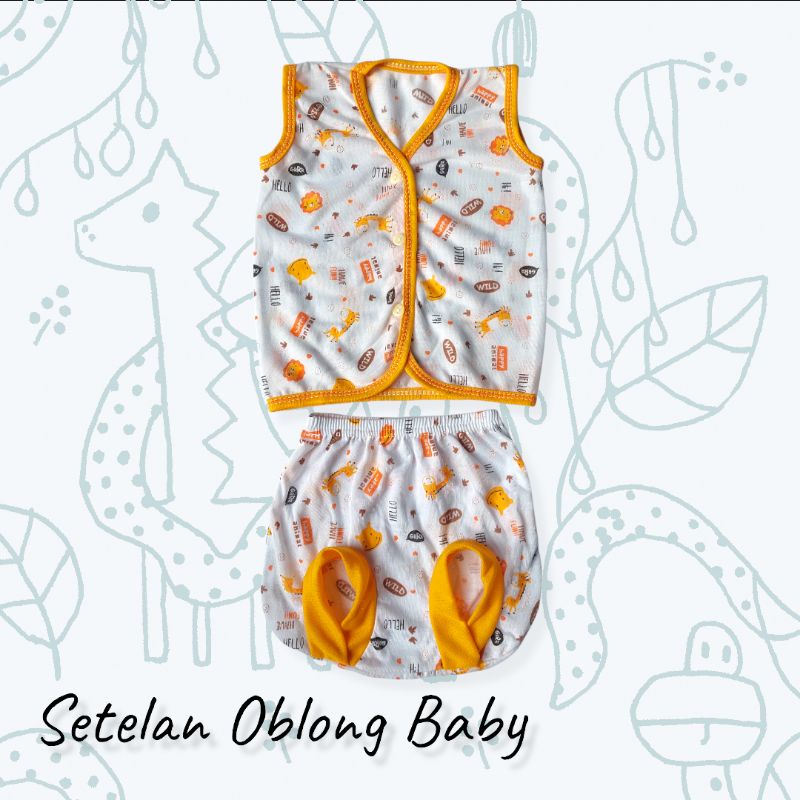 Setelan Baju Bayi Yukensi + Celana Pendek Putih Tabur Newborn