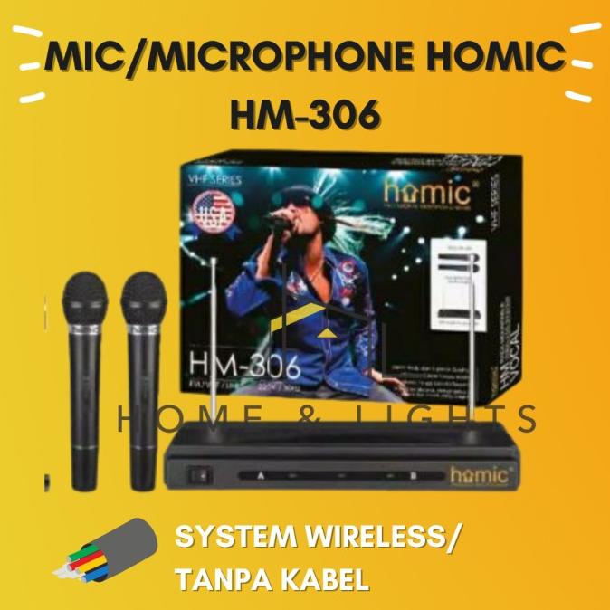 READY COD ORIGINAL Mic Wireless Double Homic HM 306