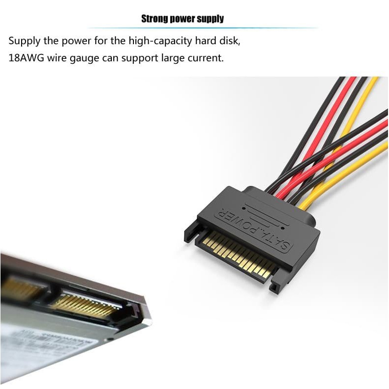 Kabel Power SATA 15 Pin Male To 2 Female Harddisk HDD SSD Sata Cabang 2