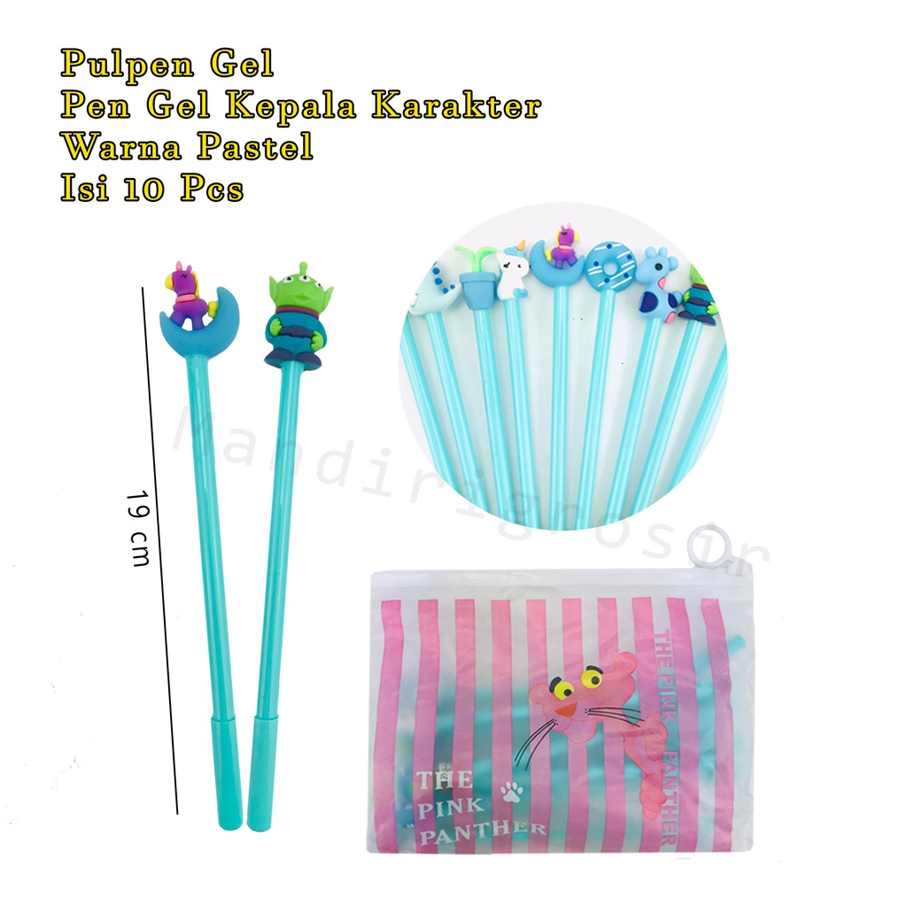 pen*Pulpen Gel *Pen Gel Kepala Karakter *Warna Pastel *Isi 10 Pcs