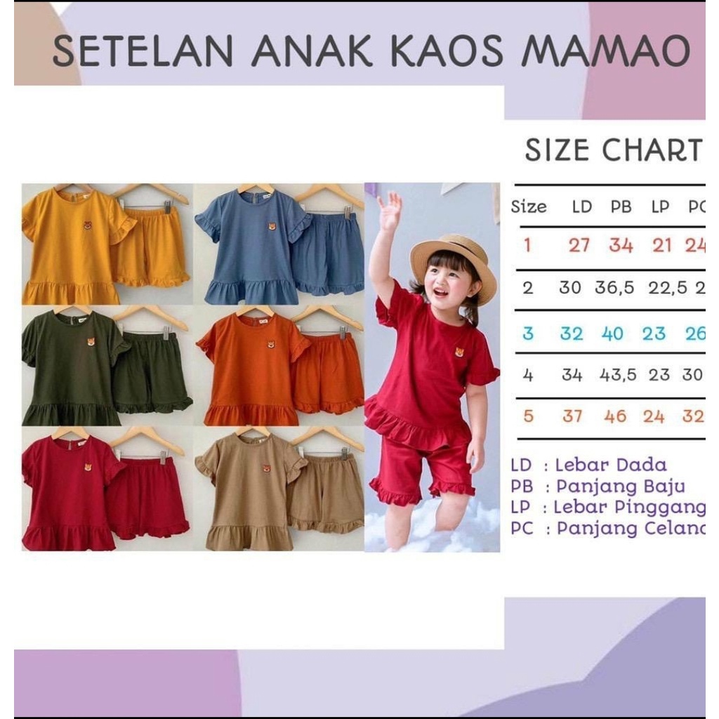 SET MAMAO BY SMILE 1-5 th Setelan Baju Anak