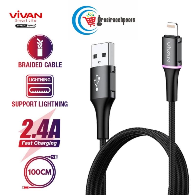 KABEL DATA FOR IPHONE FAST CHARGING 2.4A 100CM VIVAN VDL100