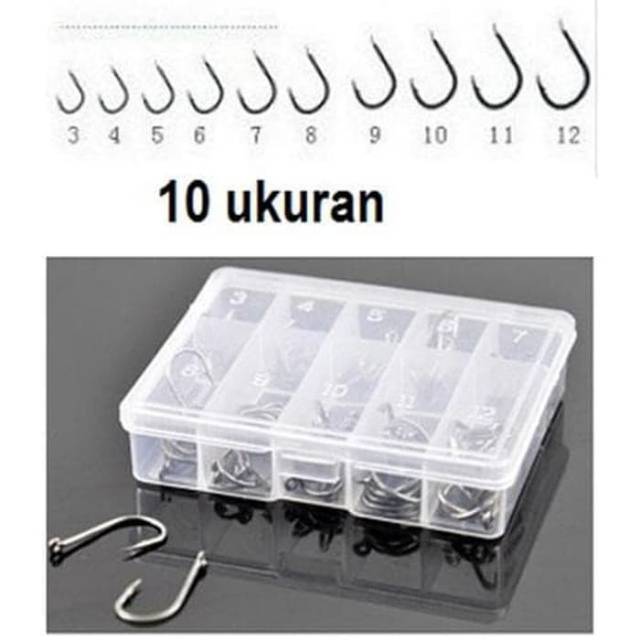 Mata Kail Pancing Set / Kailpancing ikan Kecil / Kail Pancing Box Lengkap Ukuran 3-12 isi 70 pcs