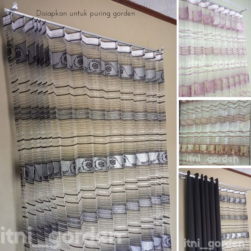 ITNI Vitrase Gorden Import Transparan Motif Bordir Untuk Daleman Gorden / Puring Gorden T150cm T200cm T250cm L100cm L200cm