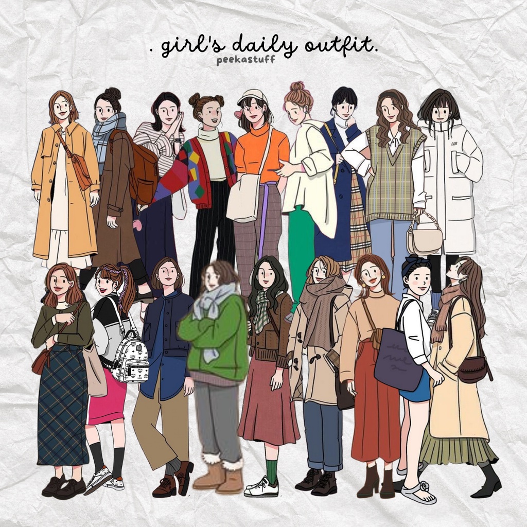

[Peekastuff] (20pcs) GIRL'S DAILY OUTFIT * sticker aesthetic dekorasi jurnal scrapbook