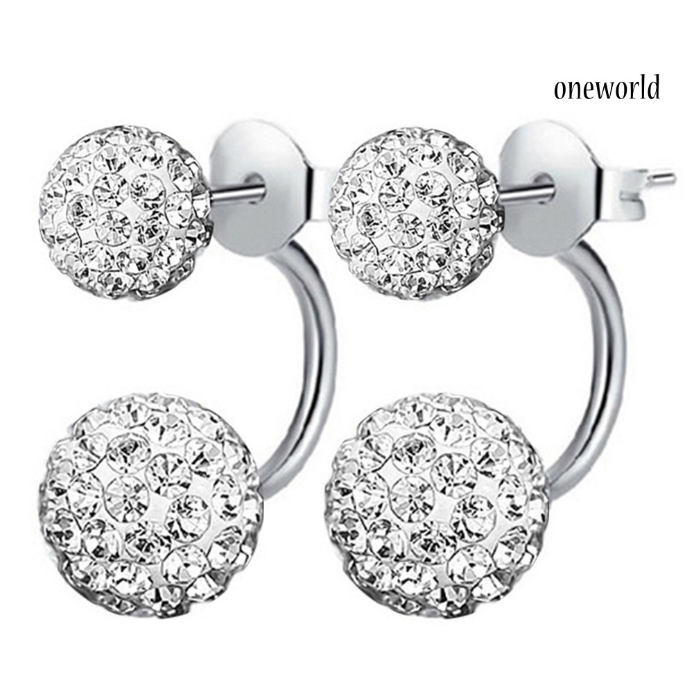 OW@ Fashion Women Rhinestone Inlaid Ball Shape Pendant Stud Earrings Jewelry Gift