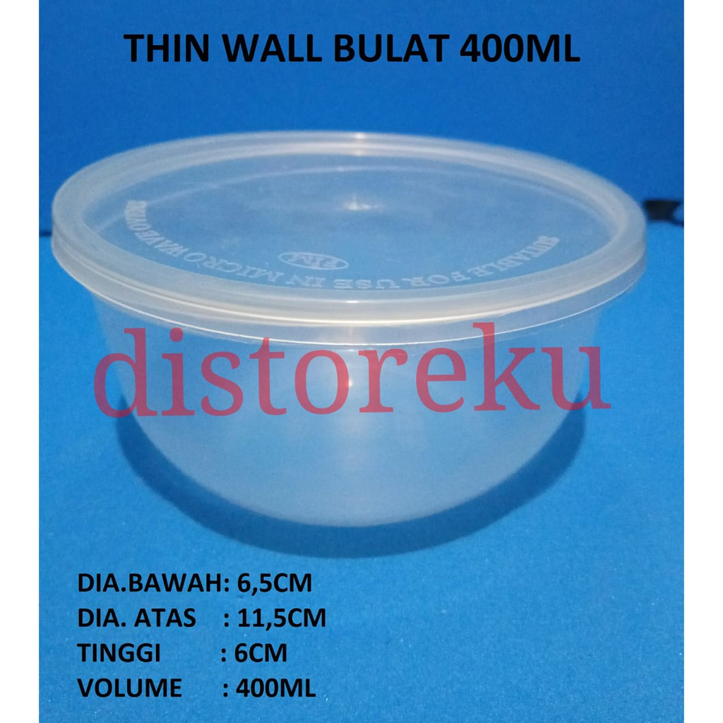 25pcs thinwall 400ml mangkok bulat thinwal round plastik tahan panas + tutup tebal fim microwave