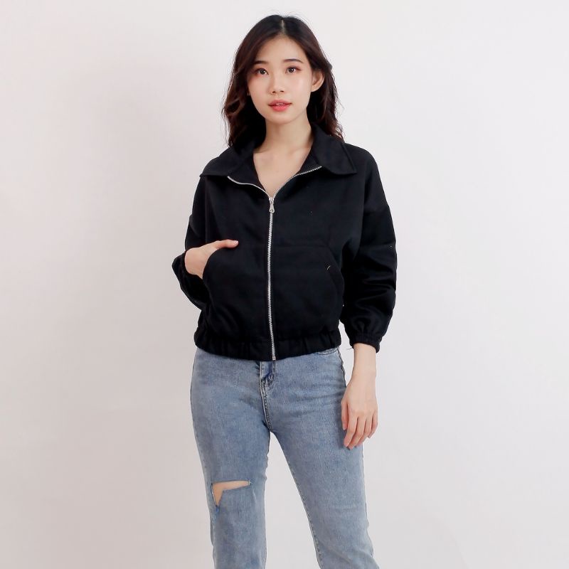 Sweater Size M.L.XL Jacket Vida Collar Crop | Jacket Wanita Crop | Style Korean / Jaket Outwear crop Wanita