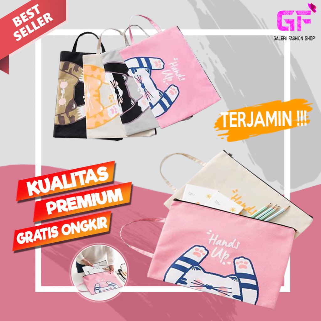 

TAS MAP A4 PAPER HAND BAG JINJING TEMPAT FILE BUKU IMPORT PREMIUM KOREA MOTIF KARTUN CAT MURAH GF197