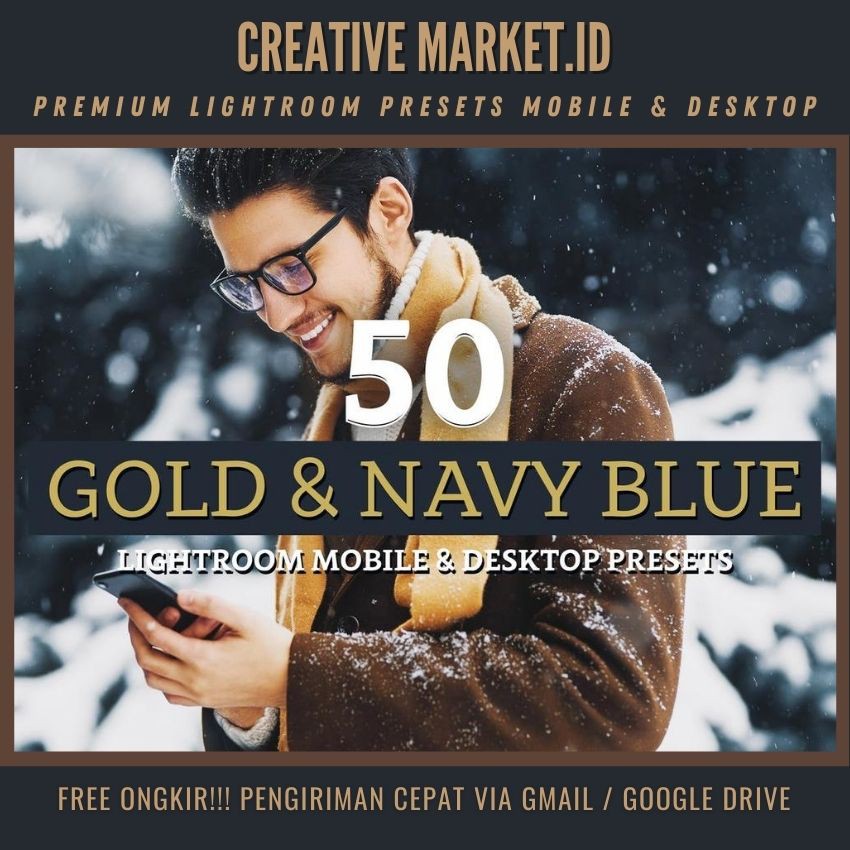 Pack 50 Gold & Navy Lightroom Presets - Creative Market.id