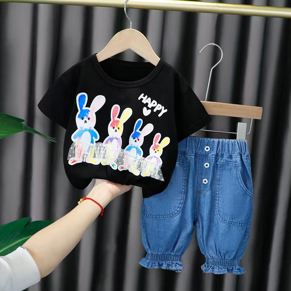 Setelan Jeans Anak Perempuan Uisa 1-4Th / Setelan Baju Anak Cewek Import / BAju Anak Perempuan Import Murah