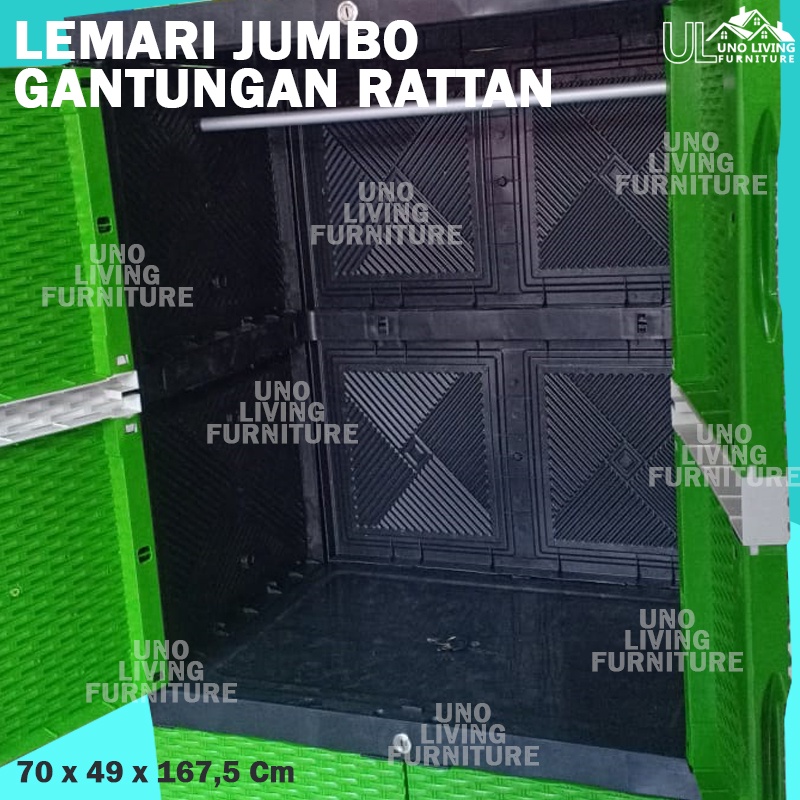 JUMBO - LEMARI PLASTIK SERBAGUNA ROTAN FULL KUNCI FULL KUNCI RATTAN LEMARI GANTUNGAN LEMARI 4 SUSUN PAKAIAN PLASTIK