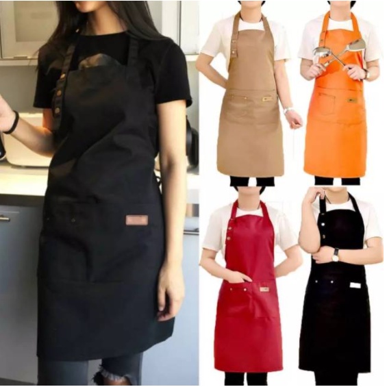 Apron Celemek Barista Korean Style Pria Wanita Celemek Dapur Masak Celemek Anti Air Chef Barista Barber Restoran Cafe Original Handmade