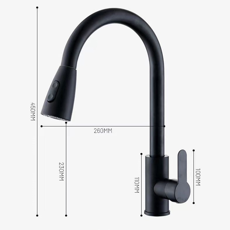 Kran Sink Mixer Tarik Stainless SUS 304 Hitam/Black/Black Gold/Kran Cuci Piring