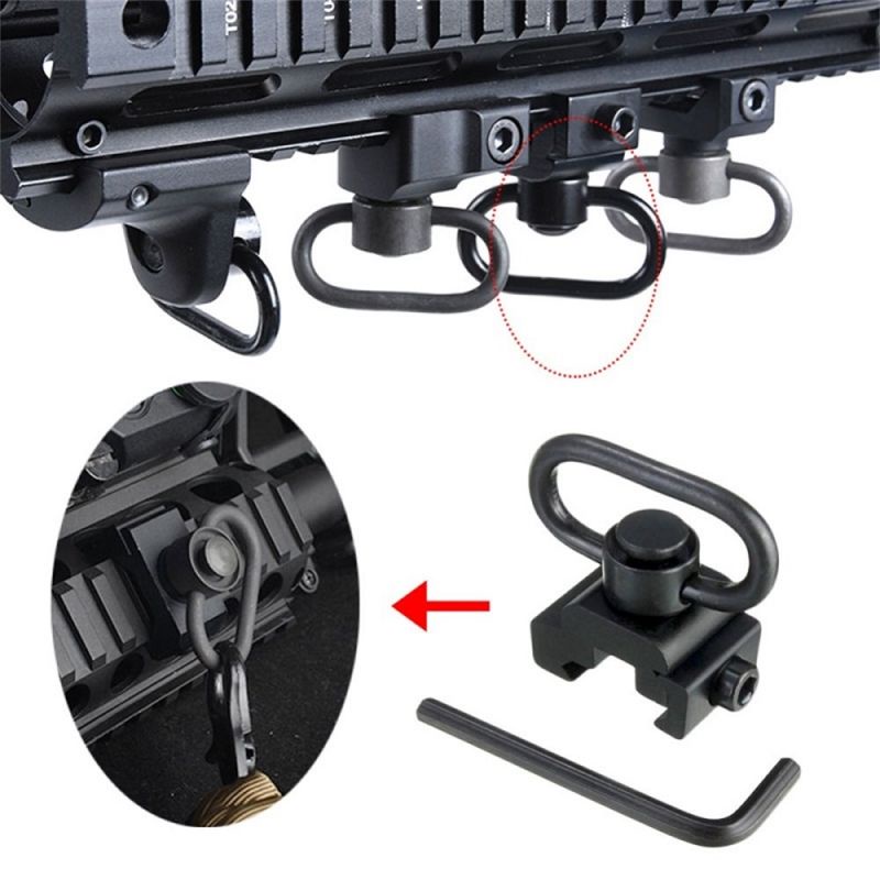 QD Sling Swivel Mount Dengan Tombol Tekan/Tactical Quick Detach Push Batton Sling Swivel Untuk Rail Picatinny