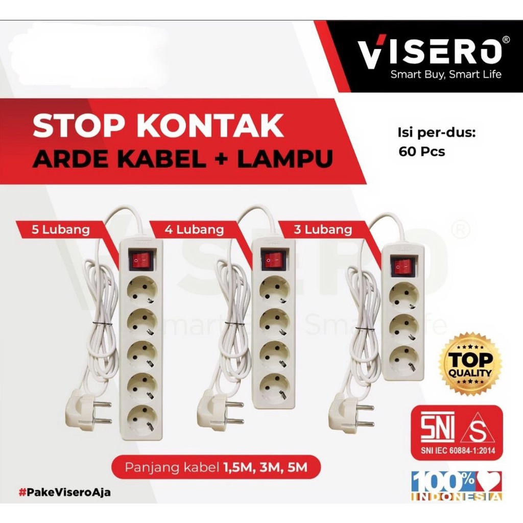 Stop Kontak + Saklar Visero 4Lubang 5Meter