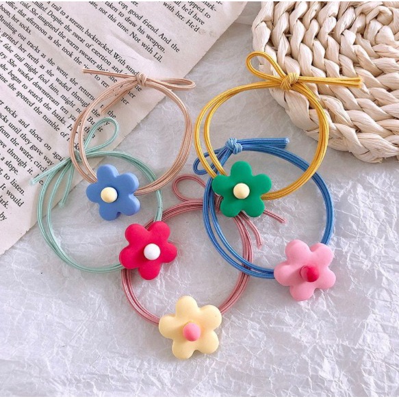 OSM JKT F5100 (1 PC) Ikat Rambut Elastis Motif Bunga Lucu Gaya Korea / Karet Rambut /Kunciran Rambut-6