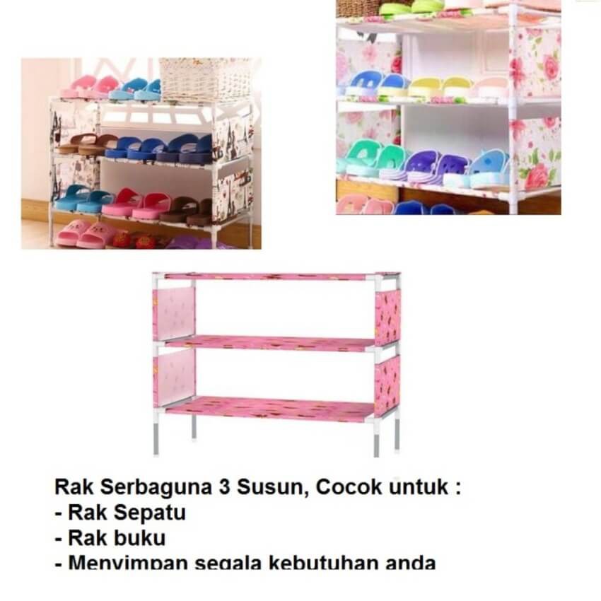 RAK SEPATU BESI MOTIF 3 SUSUN / RAK SEPATU PORTABLE / TEMPAT SEPATU GRATIS PACKING BUBBLEWRAP