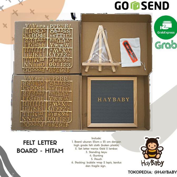 

FELT LETTER BOARD Set Lengkap/papan Nama Bayi. READY STOCK - Board Abu-gold