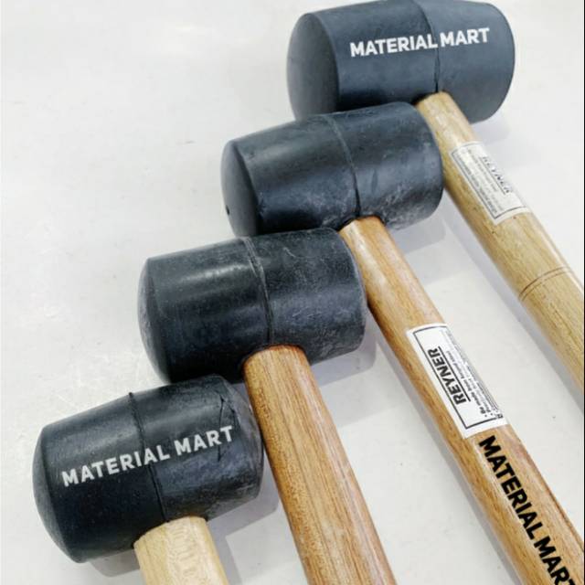 Palu Karet Hitam Gagang Kayu 12oz | Palu Keramik Bagus 12 oz | Hammer | Material mart