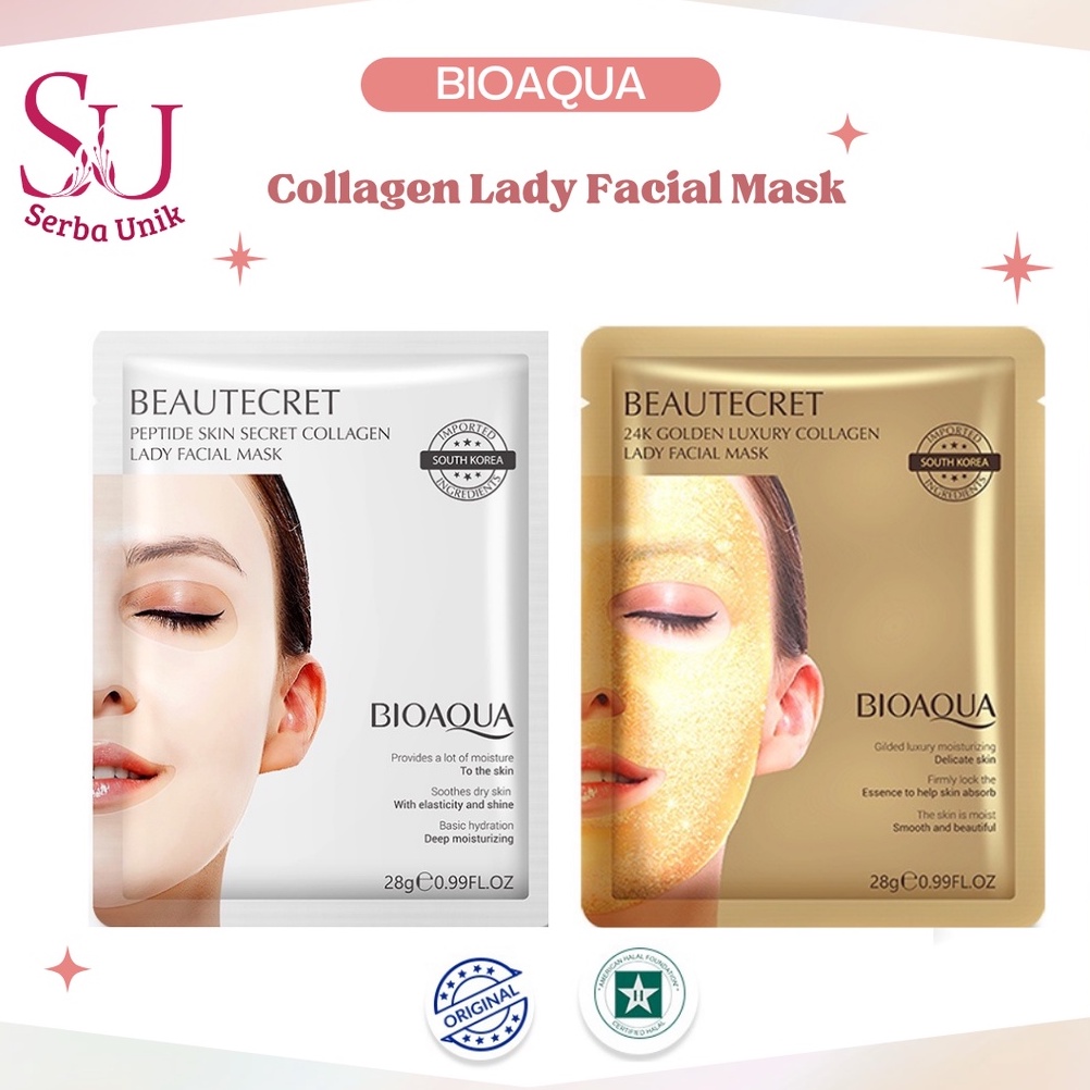 Bioaqua Sheet Mask 24K Golden Luxury / Peptide Skin Secret Collagen Moisturizing Lady Facial Mask