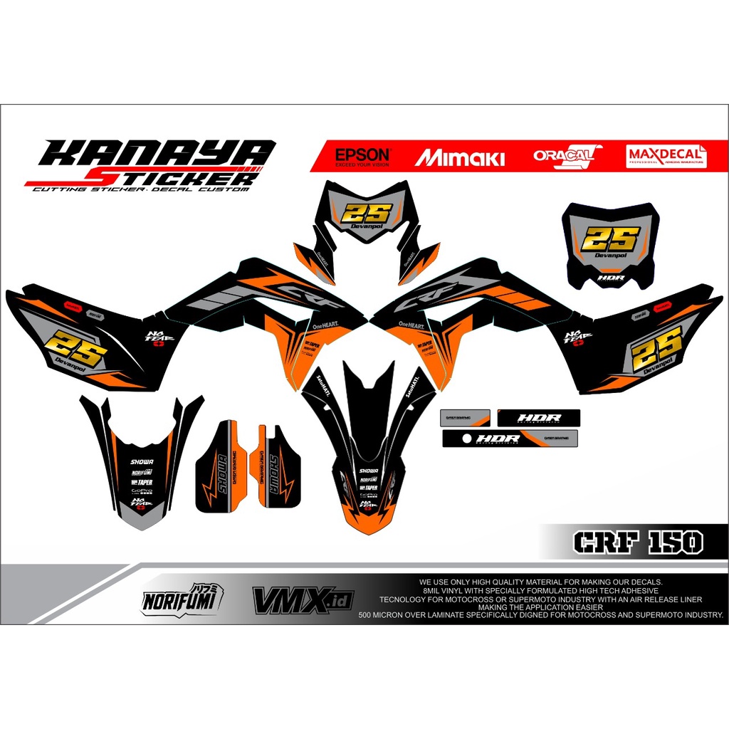 DECAL CRF / STICKER DECAL CRF / DECAL CRF 150L / DECAL CRF 450 / DECAL CUSTOM CRF