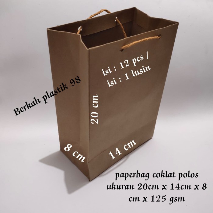 

READY COD paperbag tas kertas polos/ kantong belanja uk 13 X 18 X 6.5 cm isi 12 GRATIS ONGKIR