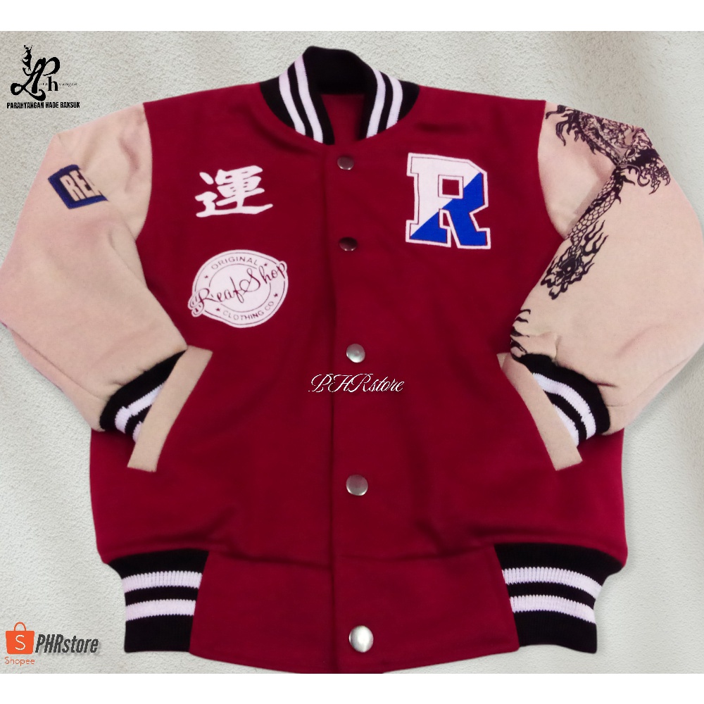 JAKET VARSITY ANAK SABLON NAGA KEKINIAN / JAKET VARSITY ANAK KUALITAS TERBAIK / JAKET VARSITY ANAK T