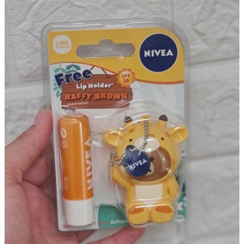 NIVEA LIP BALM SUN PROTECT LINE FRIENDS HOLDER RAFFY BROWN (4.8G)