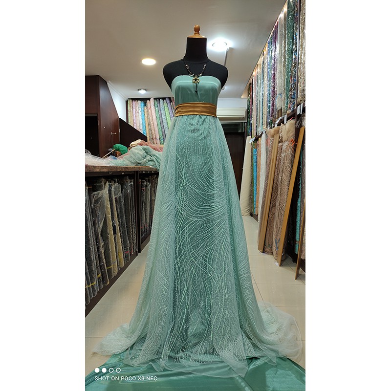 Kain Tile Lace Sequin Impor Korea SKY BLUE