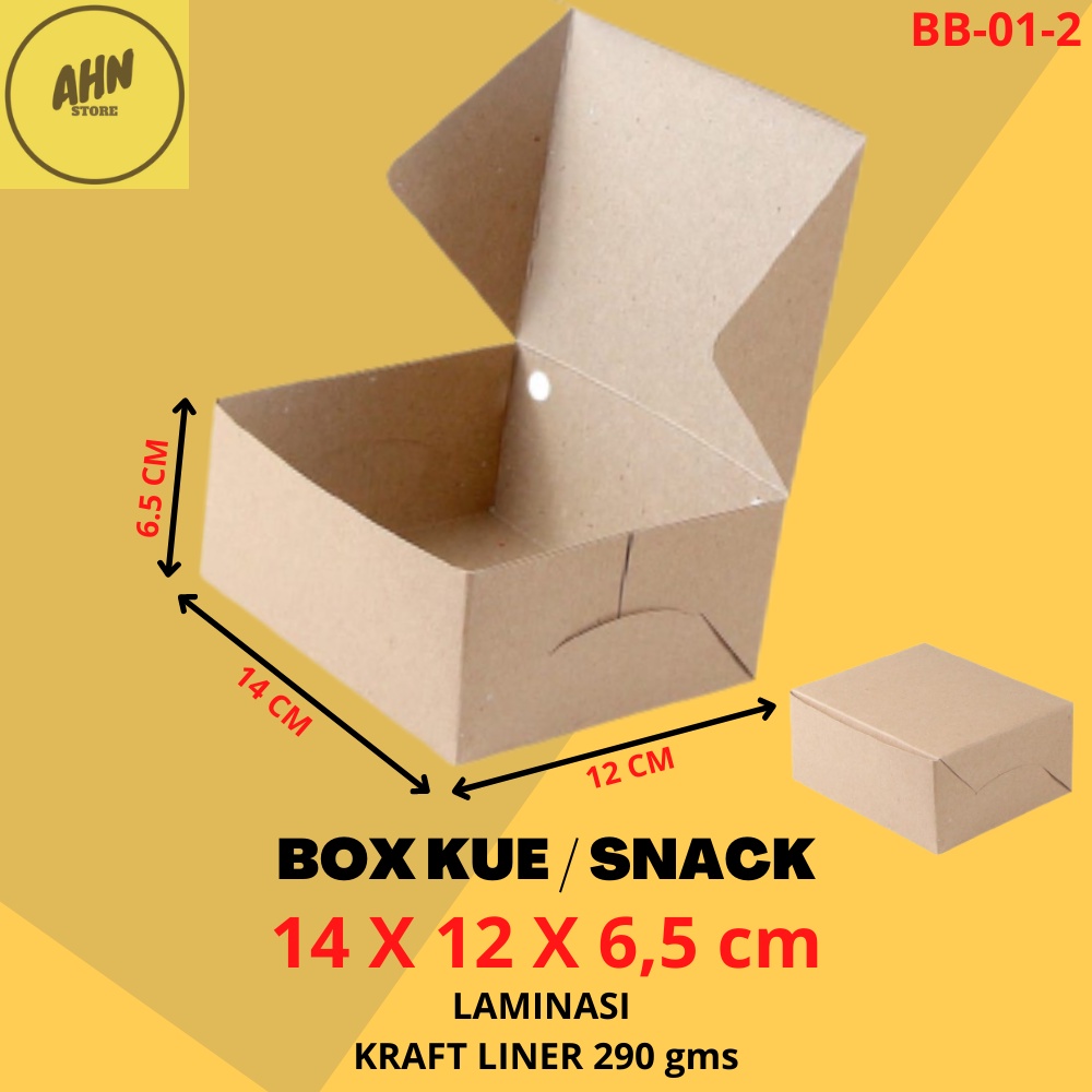 

KARDUS BOX SNACK KUE ROTI /KOTAK BOX MAKANAN DUS NASI SNAK UKURAN 14x12x6,5 CM LAMINASI