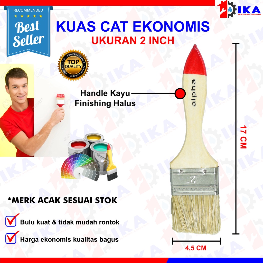 Kuas Cat Serbaguna Gagang Kayu - High Quality / Kuas Cat 1inch 2inch 3inch 4inch Alat Kuas kayu Cat Tembok Paint Brush / Kuas Cat SATUAN Gagang Kayu Ukuran 1&quot; /1.5&quot;/ 2&quot;/ 2.5&quot;/ 3&quot;/ 4&quot;