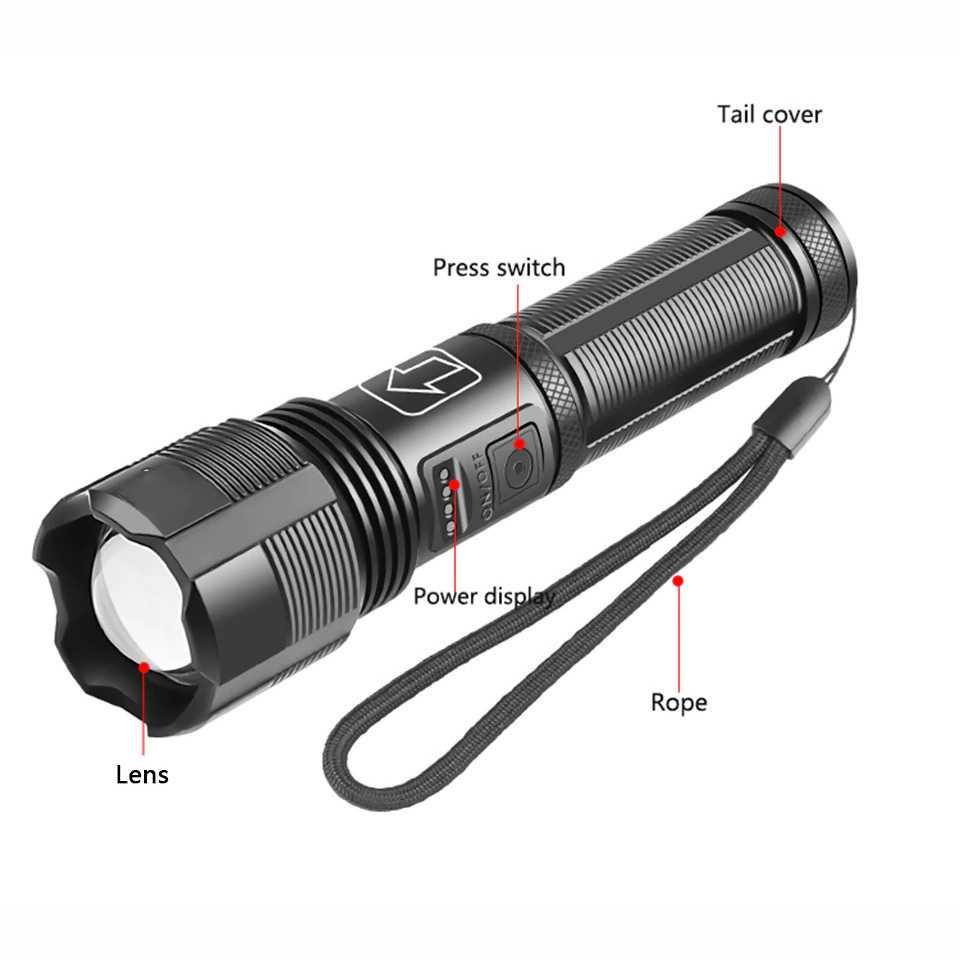 Ceholyd Senter LED Outdoor Camping Hiking  Zoomable XHP70 400 Lumens with Battery - P7